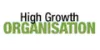 Logo displaying 'High Growth Organisation' in black and green text.